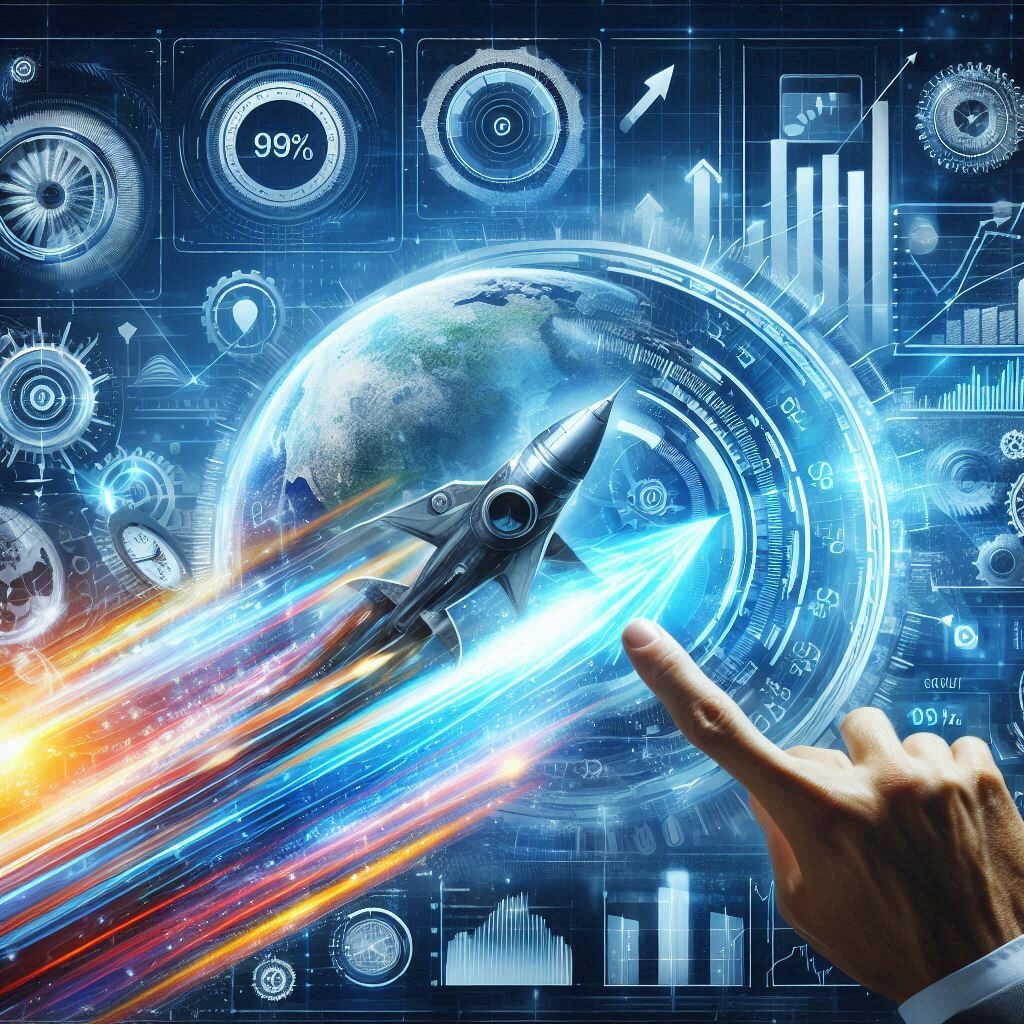 A rocket demonstrates how the marketing business started as an idea and took off